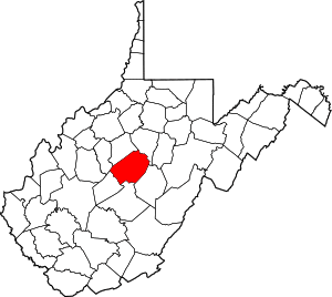 Map of West Virginia highlighting Braxton County