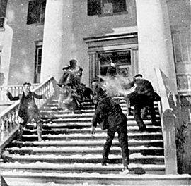 "Snowballing" (snowball fight on the steps of the Florida Capitol, February 10 1899).jpg