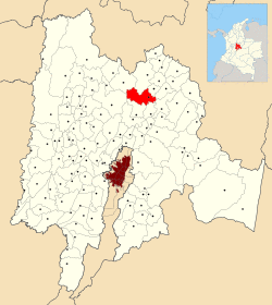 Location of the municipality and town inside Cundinamarca Department of Colombia