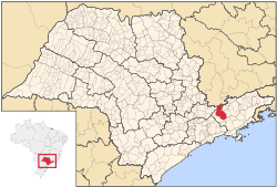 Location in the state of São Paulo and Brazil