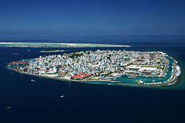 Aerial view of the whole of Malé proper on the eponymous island