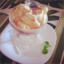 Papaya cream with crème de cassis