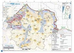 2018 United Nations map of the area, showing the Israeli occupation arrangements in the governorate