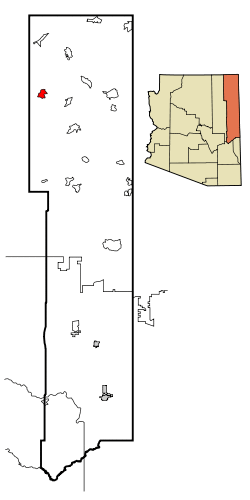 Location in Apache County and the state of Arizona