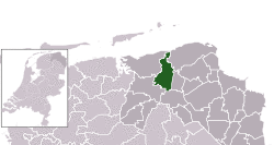 Highlighted position of Winsum in a municipal map of Groningen