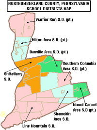 Map of Northumberland County Pennsylvania School Districts.png
