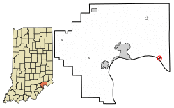 Location of Brooksburg in Jefferson County, Indiana.