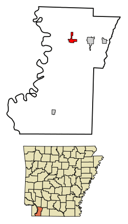 Location in Lafayette County, Arkansas