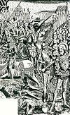 Magnus II of Sweden & Eric the Holy of Sweden battle drawing 1719.jpg