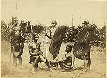 Richard Buchta - Zande men with shields, harp.jpg