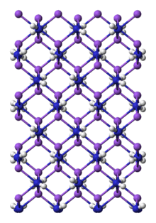 Ball and stick, unit cell model of sodium amide