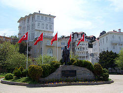 One of the main squares of the island, with the statue of Mustafa Kemal Atatürk.