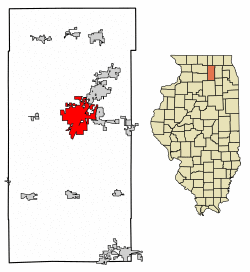 Location of DeKalb in DeKalb County, Illinois.