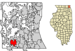 Location of Lake Zurich in Lake County, Illinois.