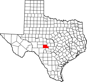 Map of Texas highlighting Kimble County
