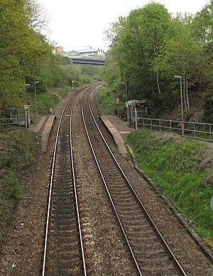 North through Gilfach Fargoed railway station (geograph 6138329).jpg
