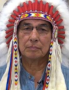Littlechild wearing his honourary chief headdress