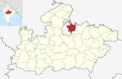 Location of Tikamgarh district in Madhya Pradesh