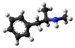 Ball-and-stick model of the methamphetamine molecule