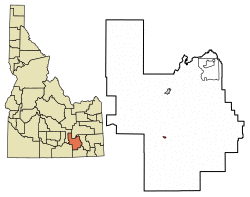 Location of Rockland in Power County, Idaho.