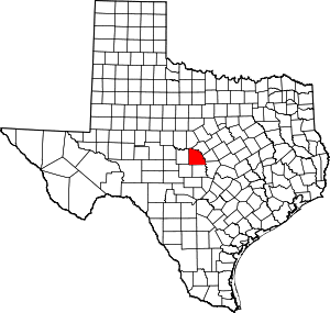 Map of Texas highlighting San Saba County
