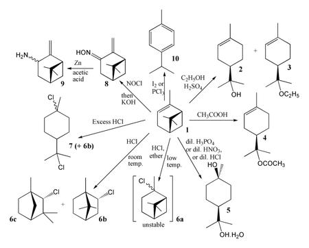 Some general reactions of α-pinene