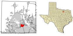 Location of Highland Village in Denton County, Texas