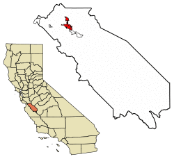 Location of Hollister in San Benito County, California.