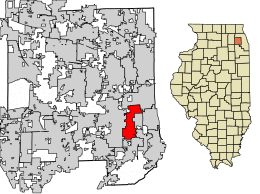 Location of Westmont in DuPage County, Illinois.