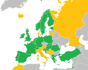 A coloured map of the countries of Europe
