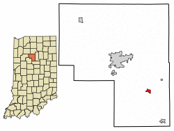 Location of Walton in Cass County, Indiana.