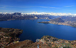 A view over Piedmont's Lake Maggiore, Mount Rosa, and Verbania