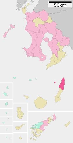 Location of Nishinoomote in Kagoshima Prefecture