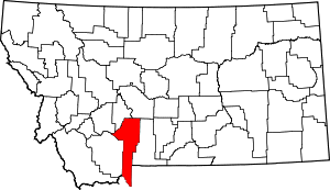 Map of Montana highlighting Gallatin County