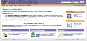MusicBrainz homepage.