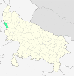 Location of Gautam Buddh Nagar district in Uttar Pradesh