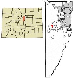Location of the Kittredge CDP in Jefferson County, Colorado.