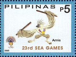 Southeast Asian Games 2005 stamp of the Philippines Arnis.jpg