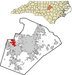 Location in Wake County and the state of North Carolina.