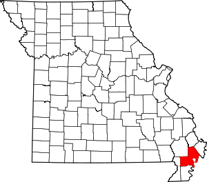 Map of Missouri highlighting New Madrid County
