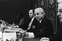 De UEFA vergadert in het Hilton Hotel in Amsterdam UEFA president A Franchi (r, Bestanddeelnr 930-5434).jpg