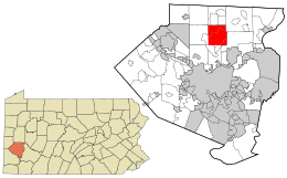 Location in Allegheny County and state of Pennsylvania