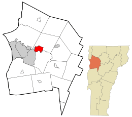 Location in Chittenden County and the state of Vermont.