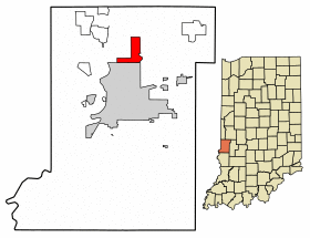 Location of North Terre Haute in Vigo County, Indiana.