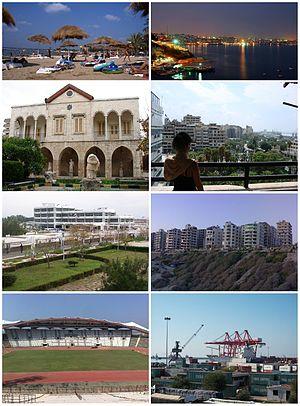 Latakia Cote d'Azur beach • Latakia skylineMuseum of Latakia • Downtown LatakiaTishreen University • Latakia CornicheLatakia Sports City Stadium • Port of Latakia