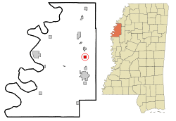 Location of Merigold, Mississippi