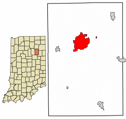 Location of Huntington in Huntington County, Indiana