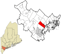 Location in Cumberland County and the state of Maine.