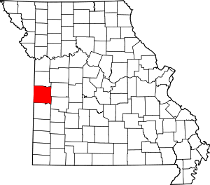 Map of Missouri highlighting Bates County