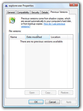 Previous Versions in Windows Vista, a part of Windows Explorer that allows persistent shadow copies to be created.